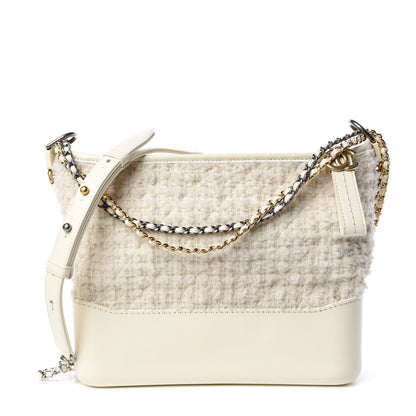 Chanel Tweed Calfskin Quilted Medium Gabrielle Hobo Ivory 1 of 10