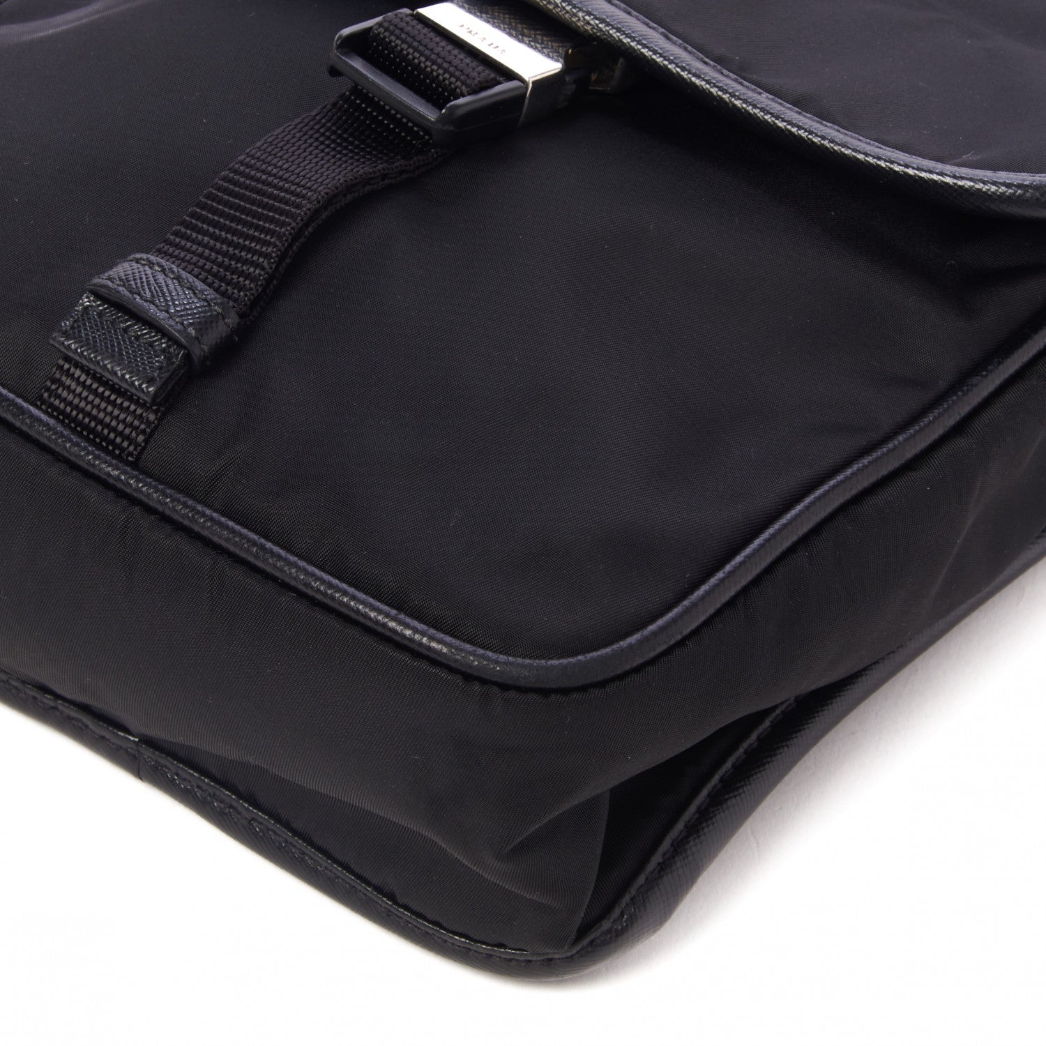Prada Tessuto Nylon Saffiano Messenger Satchel Black 5 of 8