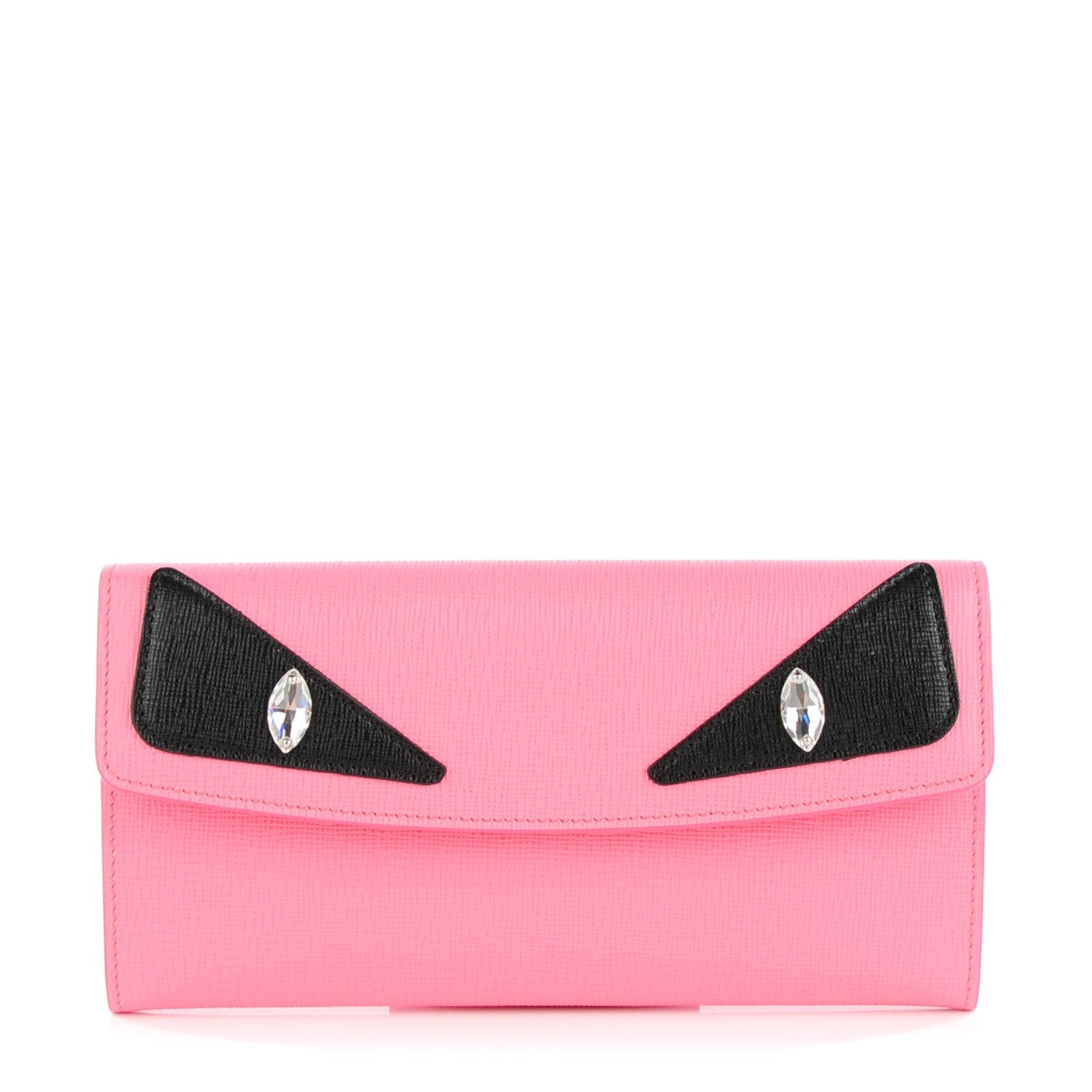 Fendi Vitello Elite Crystal Monster Eyes Simply Continental Wallet Lollypop Black 1 of 10