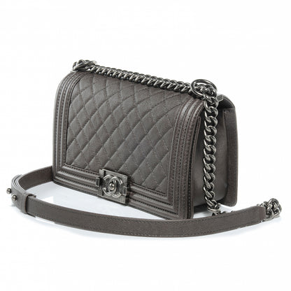 Chanel Calfskin Medium Boy Bag Flap Metallic Dark Silver 3 of 8