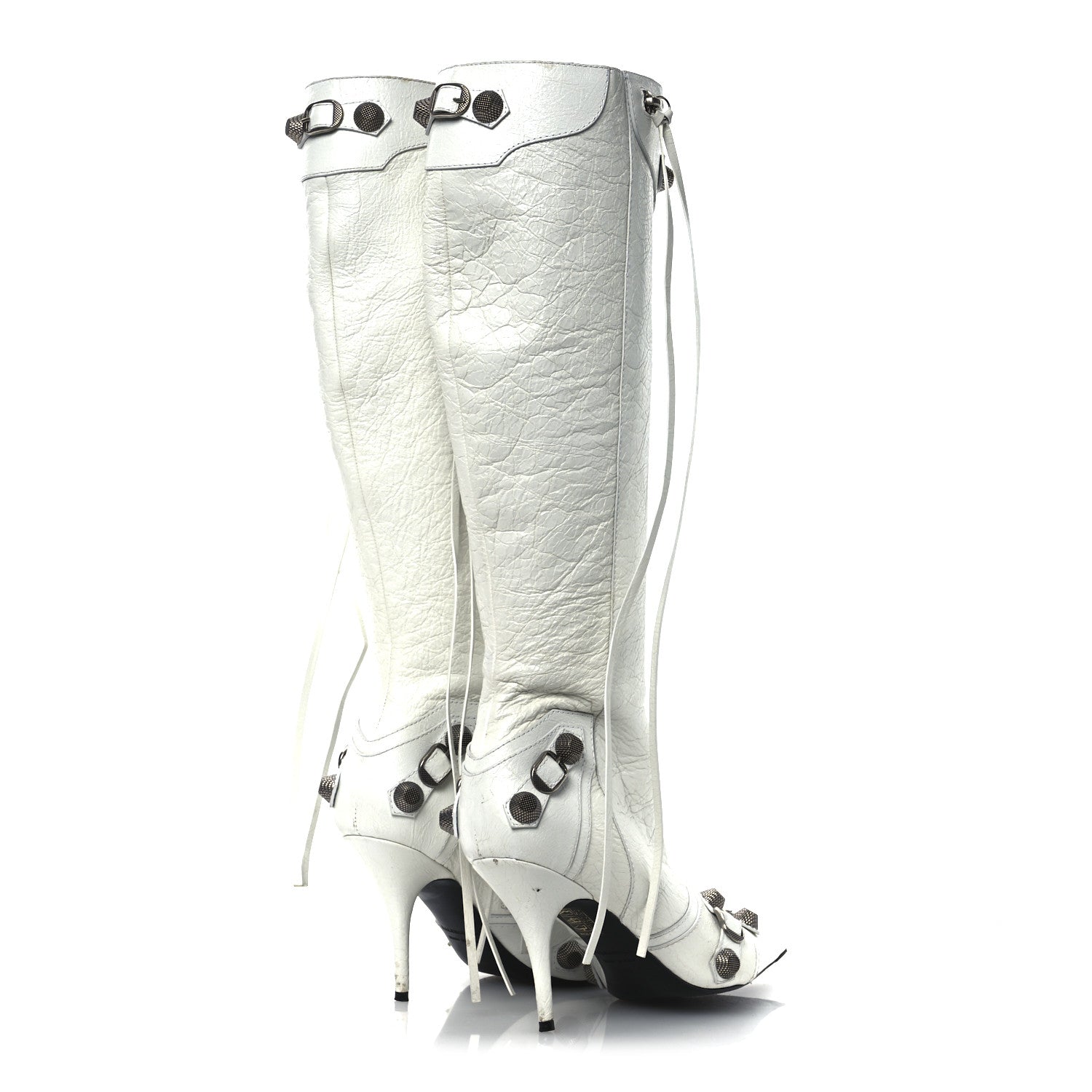 Balenciaga Agneau Arena Cagole 90mm Boots 40 Optic White Silver 5 of 14