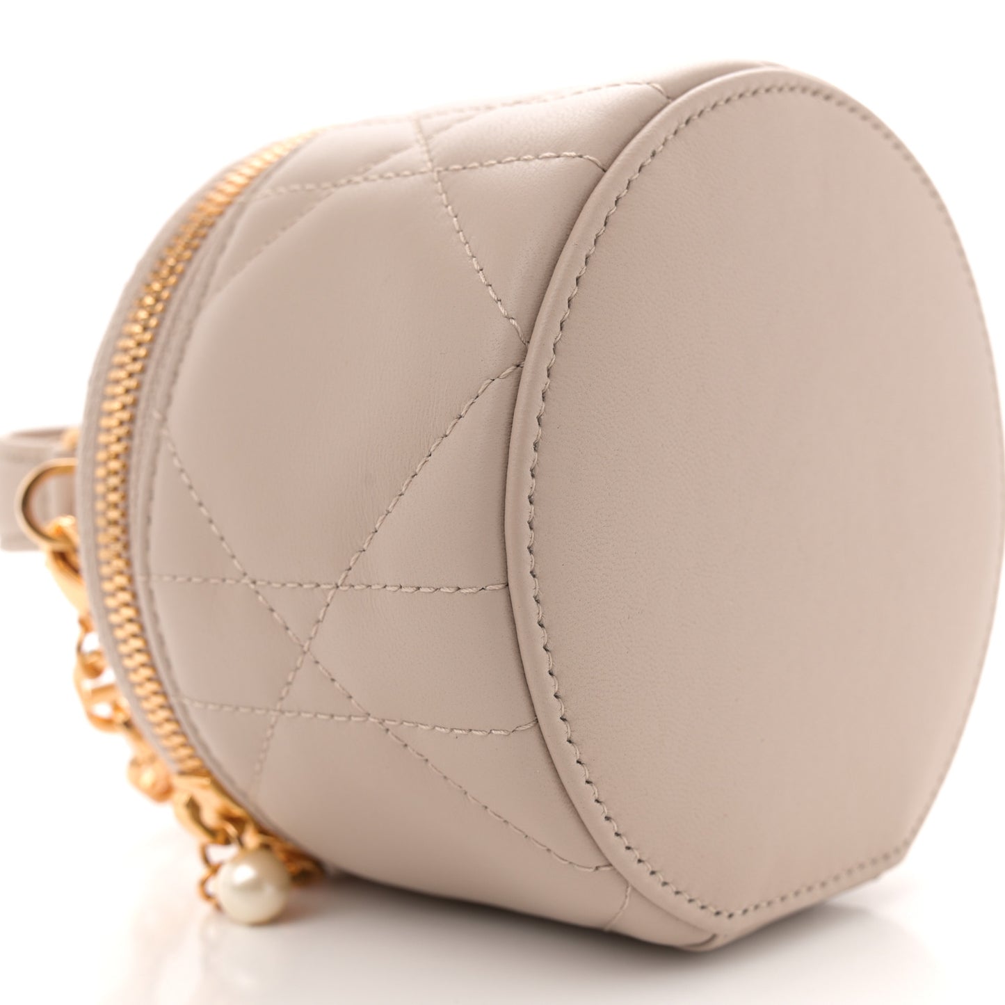 Lambskin Cannage Micro Lady Dior Vanity Case Light Beige