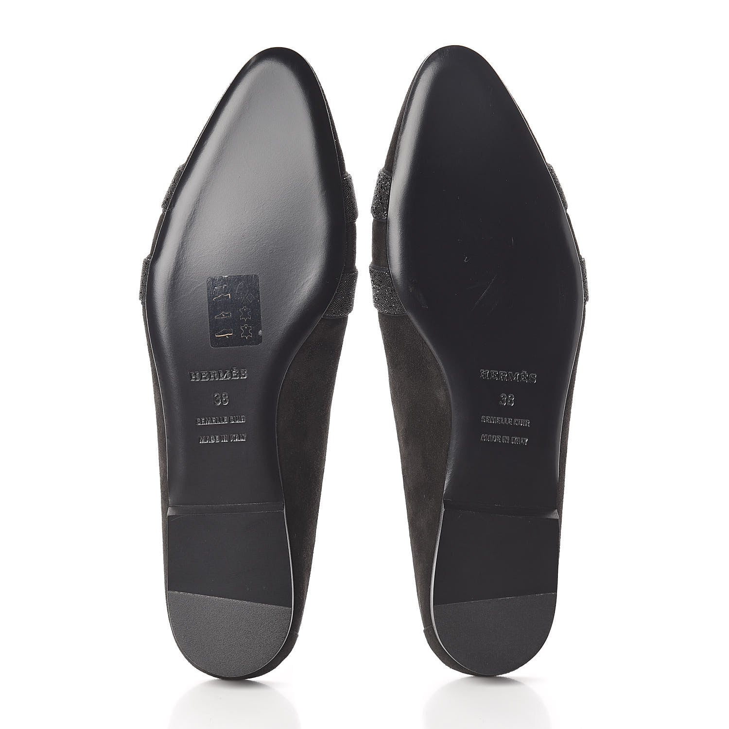 Hermes Suede Goatskin Crystal Roxane Mules 38 Black 7 of 8