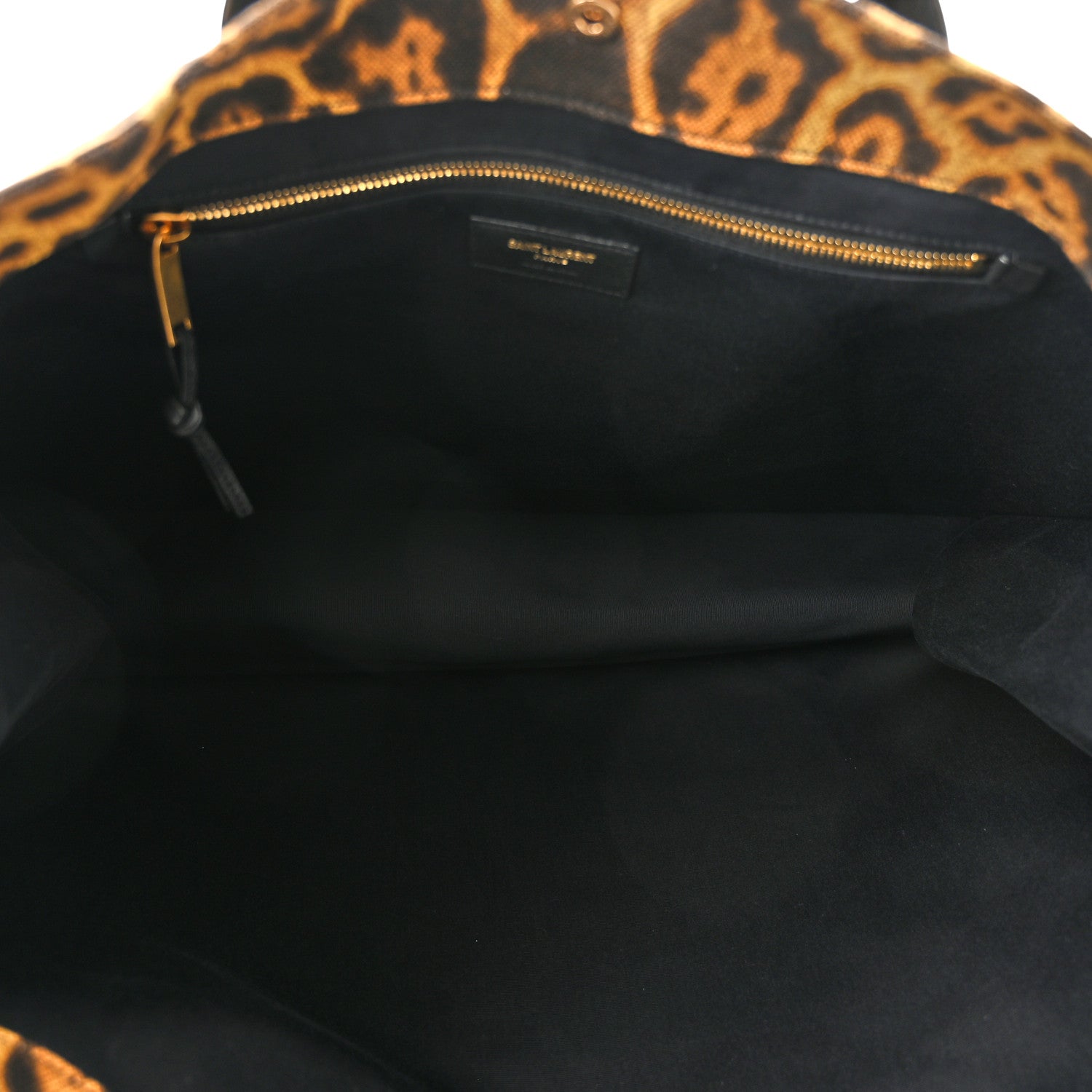 Saint Laurent Canvas Calfskin Leopard Print Rive Gauche Noe Tote Natural Black 5 of 10
