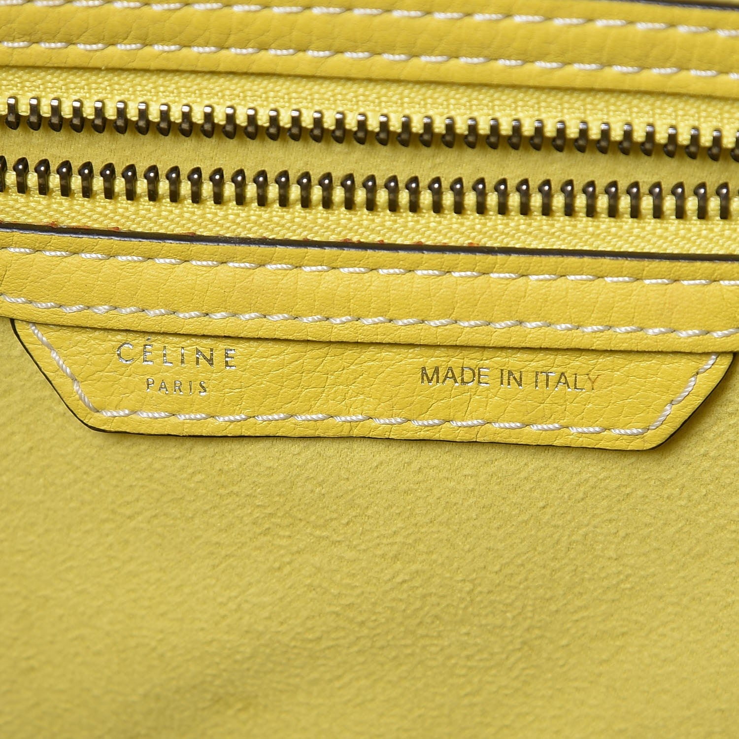 Celine Drummed Calfskin Mini Luggage Citron 7 of 18