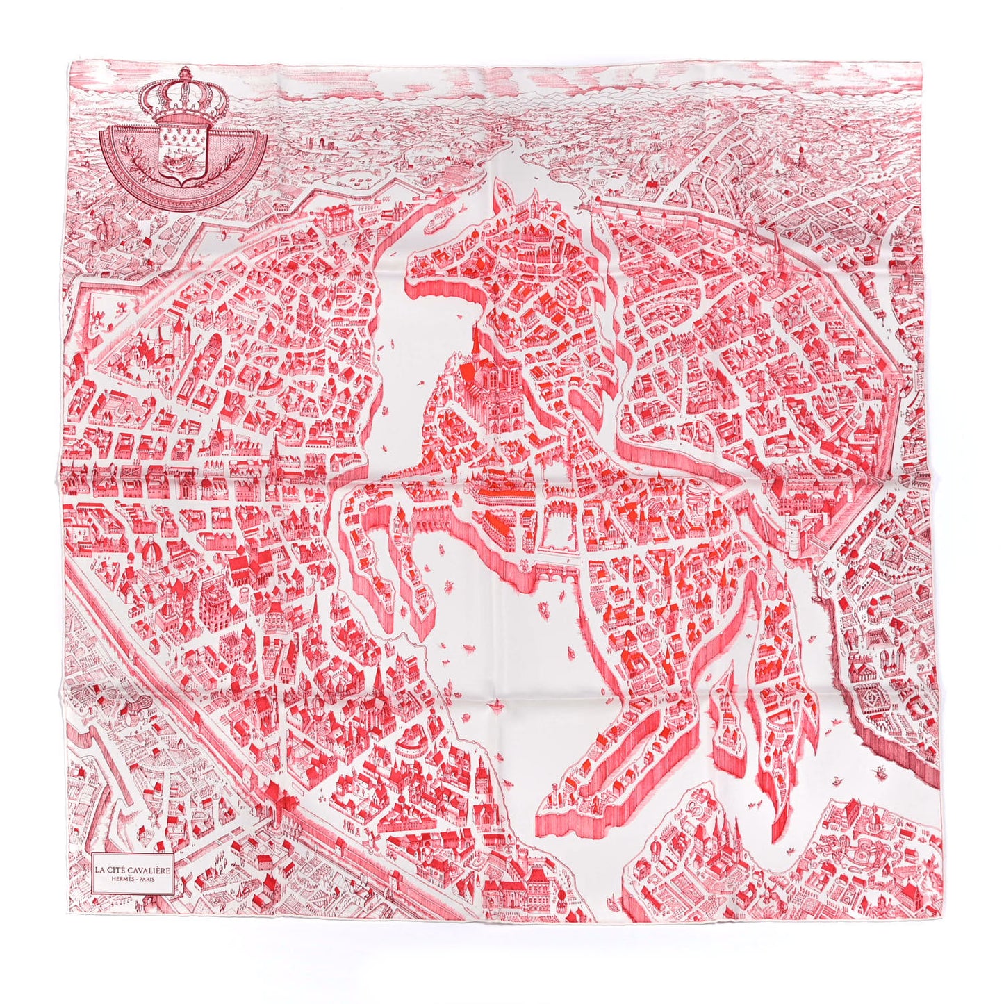 Silk La Cite Cavaliere Scarf 90 White Rouge Bordeaux