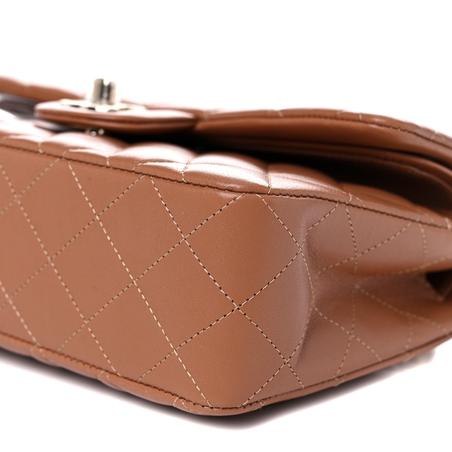 Lambskin Quilted Small Double Flap Brown