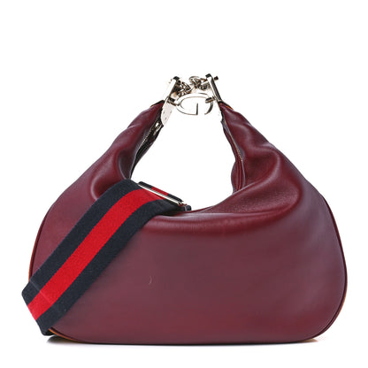 Gucci Aria Calfskin Web Large Attache Shoulder Bag Dark Red 1 of 11