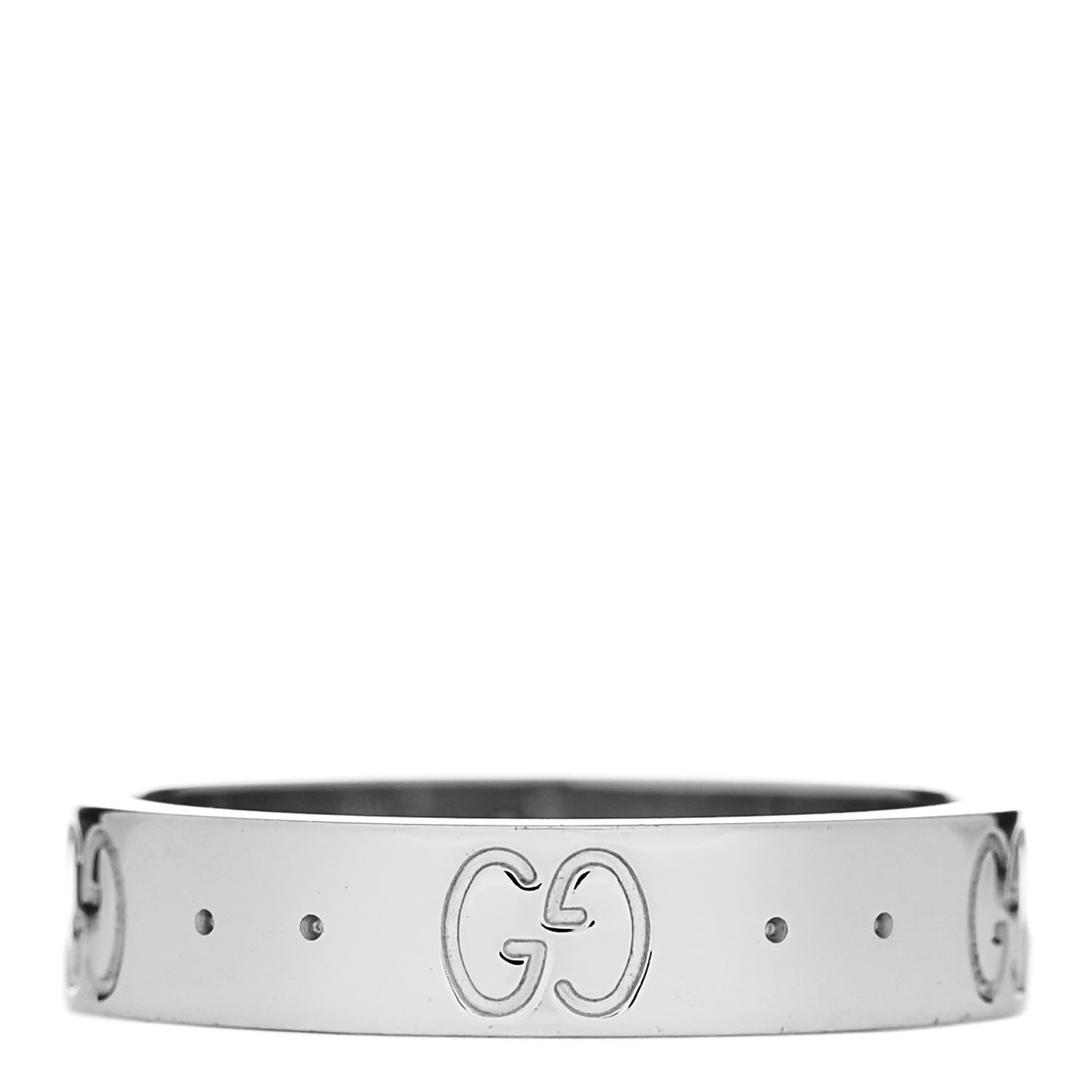 Gucci 18K White Gold 4mm Icon Thin Band Ring 50 5.25 1 of 8