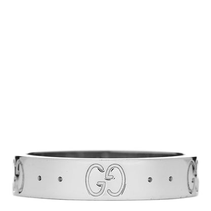 Gucci 18K White Gold 4mm Icon Thin Band Ring 50 5.25 1 of 8