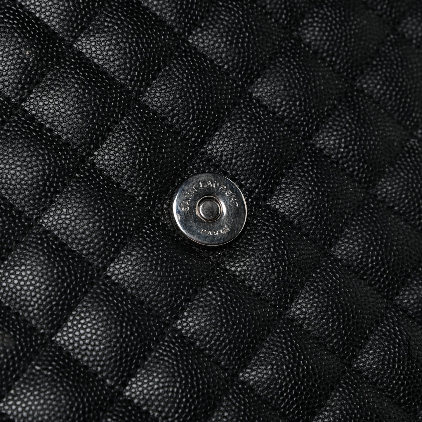Grain De Poudre Textured Mixed Matelasse Large Triquilt Monogram Satchel Black