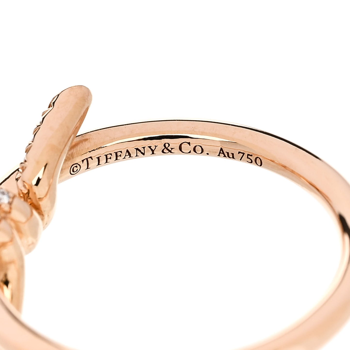 18K Rose Gold Diamond Small Knot Ring 50 5.5