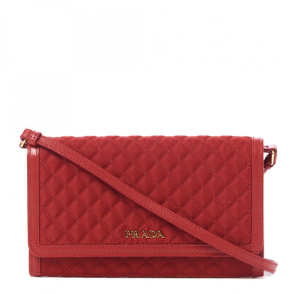 Prada Tessuto Quilted Mini Crossbody Wallet Fuoco 1 of 8