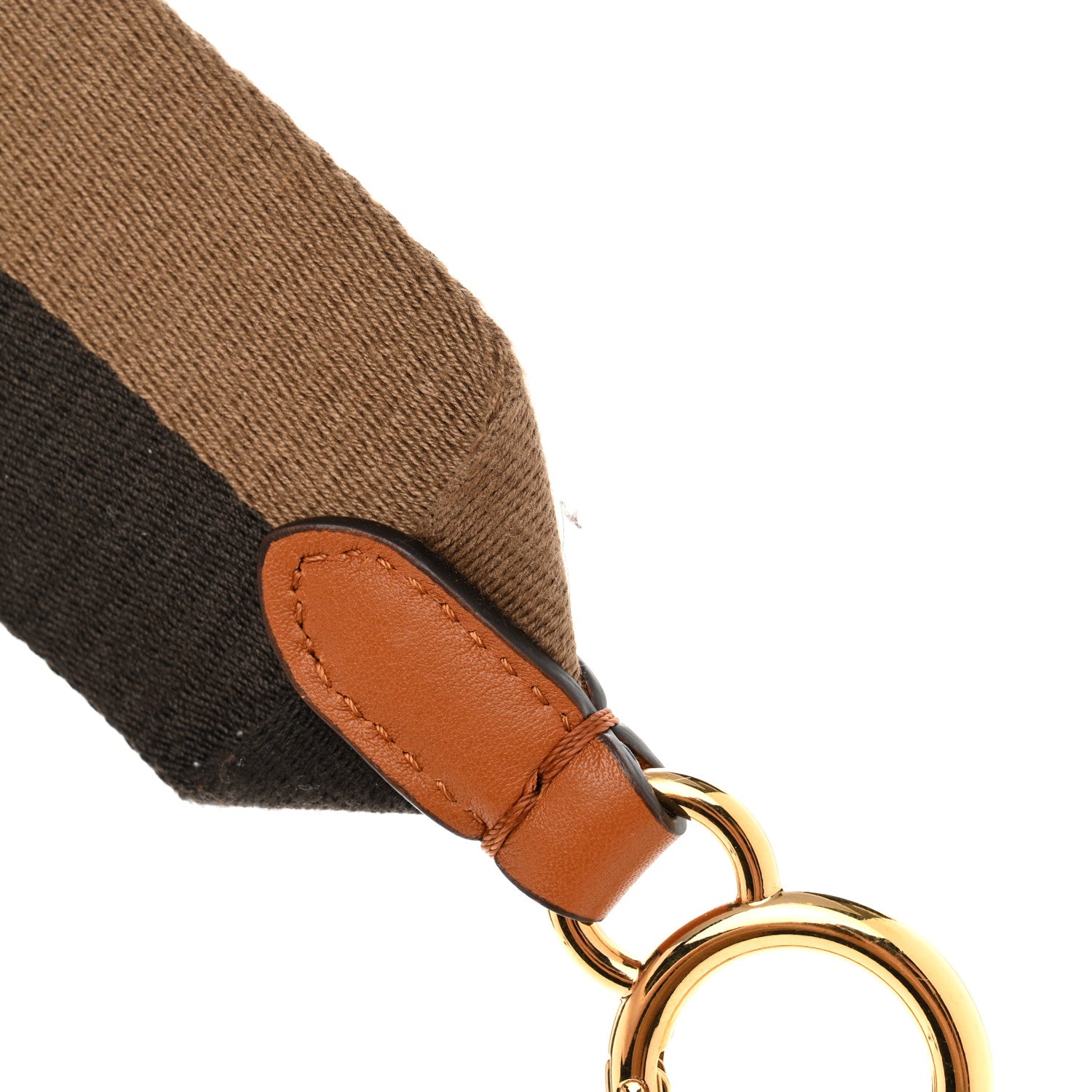 Fendi FEND Canvas Calfskin Strap You Beige Brown 4 of 4