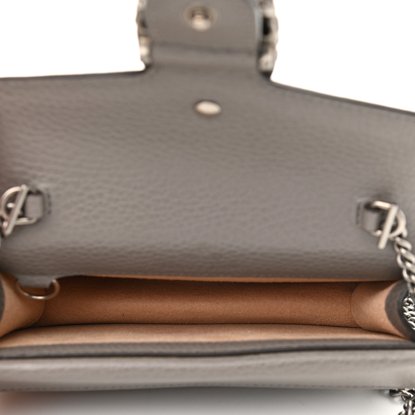 Dollar Calfskin Crystal Super Mini Dionysus Shoulder Bag Dusty Grey Black Diamond
