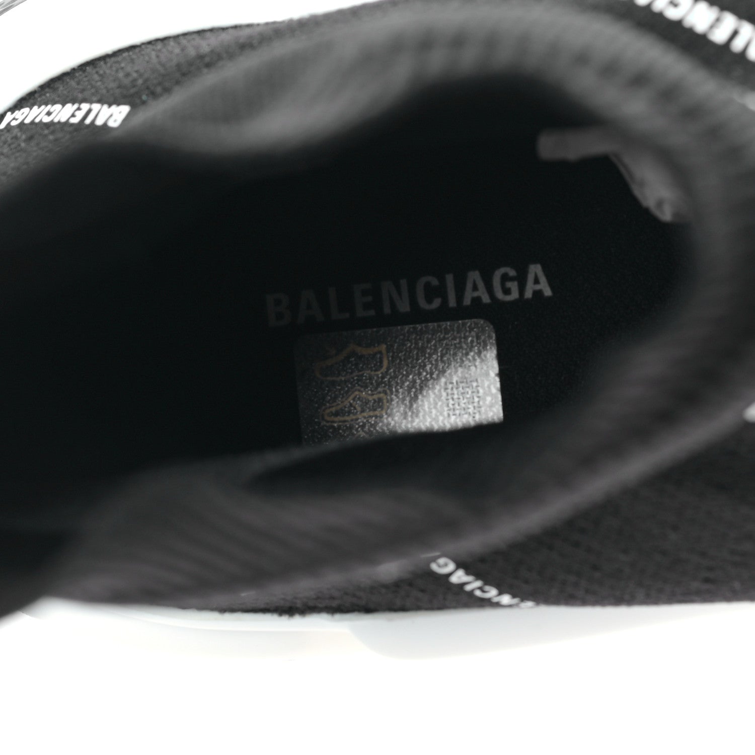 Balenciaga Neoprene Knit Allover Logo Bi-Color Sole Mens Speed Sneakers 10 Black White 8 of 8