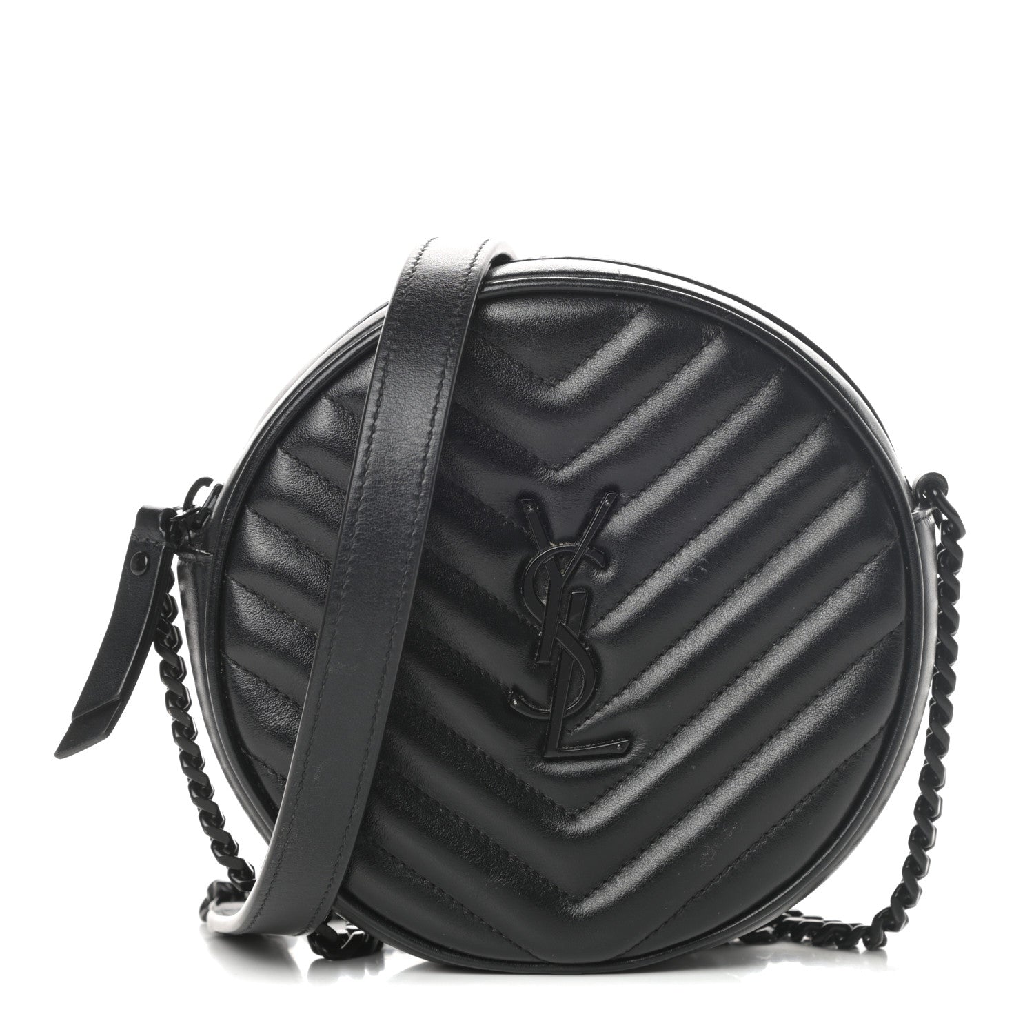 Saint Laurent Calfskin Matelasse Chevron Round Vinyle Camera Bag Black 1 of 13