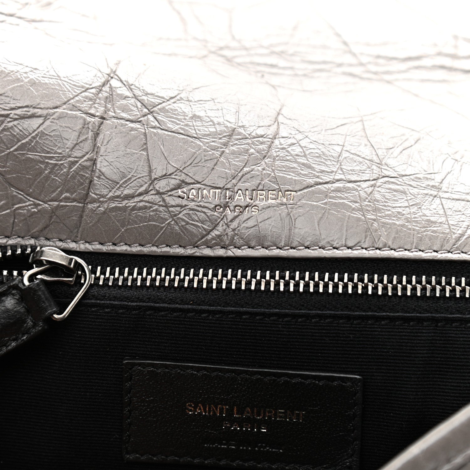 Saint Laurent Crinkled Calfskin Matelasse Monogram Medium Niki Chain Satchel Fog 7 of 13