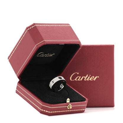 Cartier 18K White Gold Diamond Ceramic LOVE Paved Ring 57 8 6 of 6