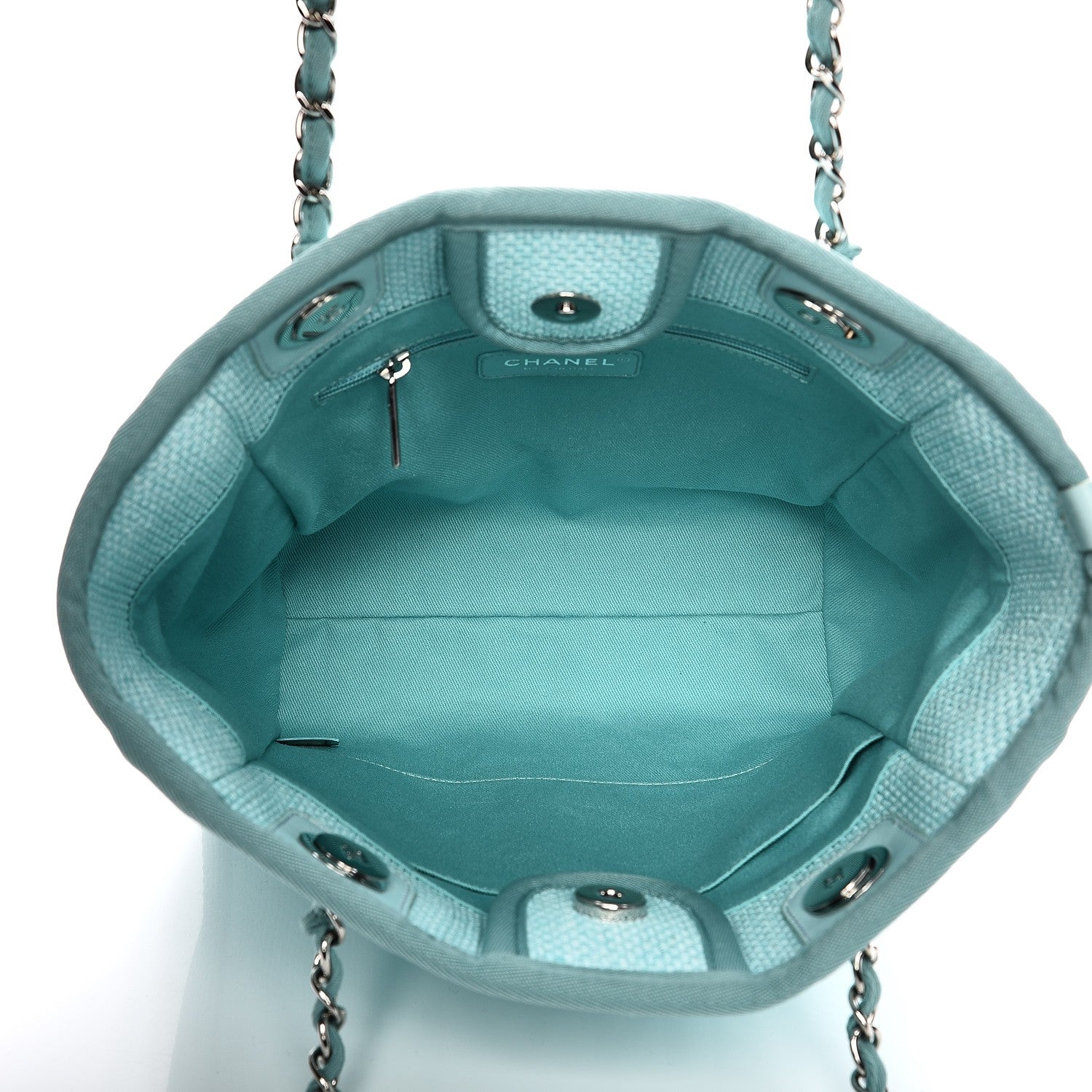Chanel Woven Straw Raffia Deauville Mini Tote Turquoise 6 of 15