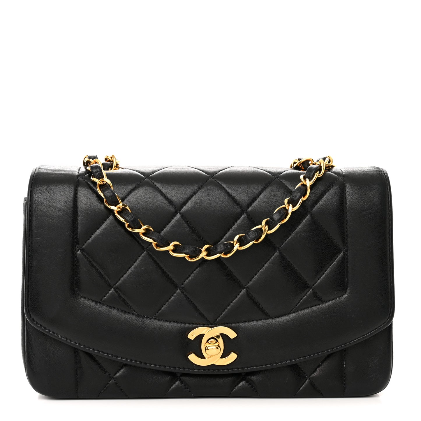 Lambskin Quilted Small Single Flap Black