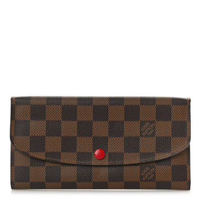 Louis Vuitton Damier Ebene Emilie Wallet Red 1 of 8