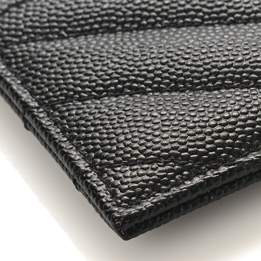 Saint Laurent Grain De Poudre Matelasse Chevron Monogram Credit Card Case Black 7 of 9