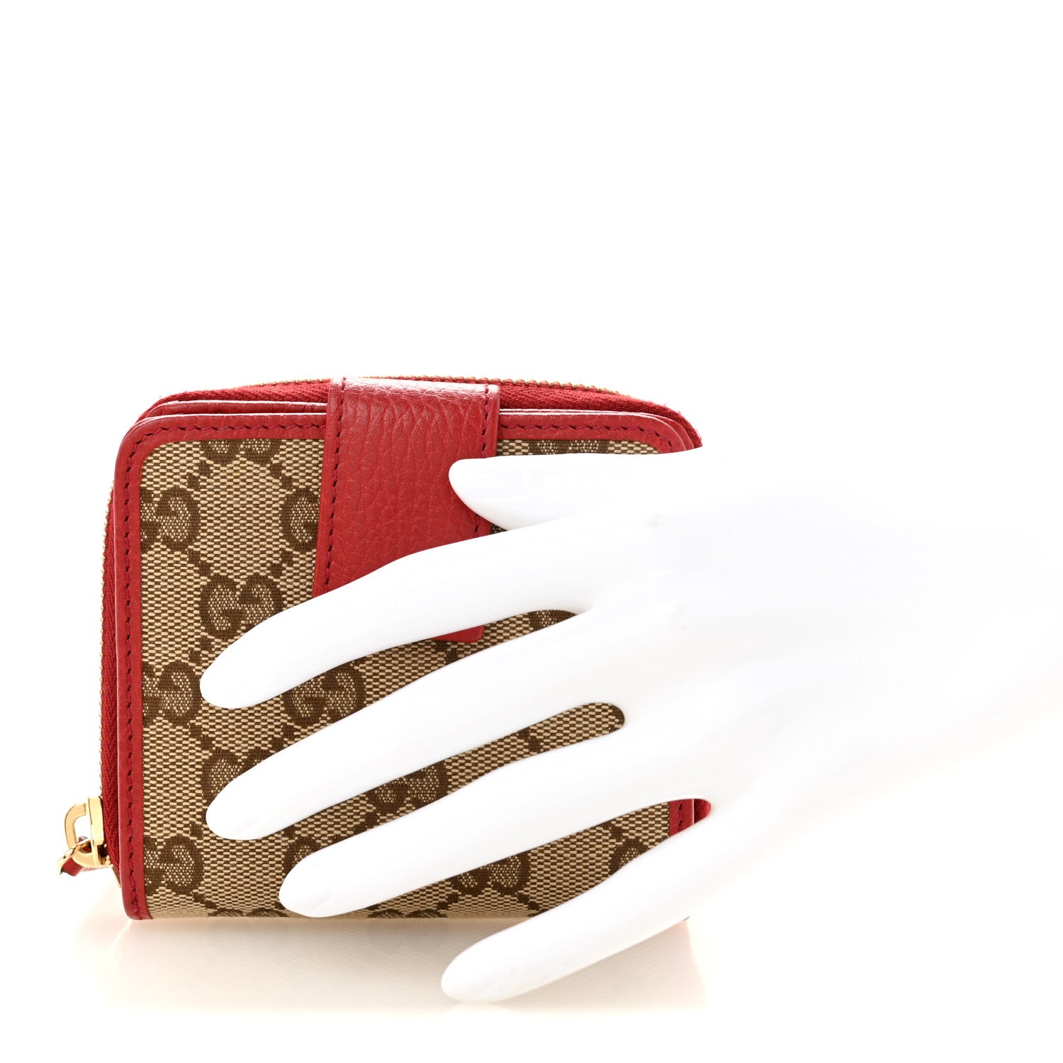 Gucci Monogram Dollar Calfskin Zip Around French Flap Wallet Beige Ebony Rosso 2 of 9