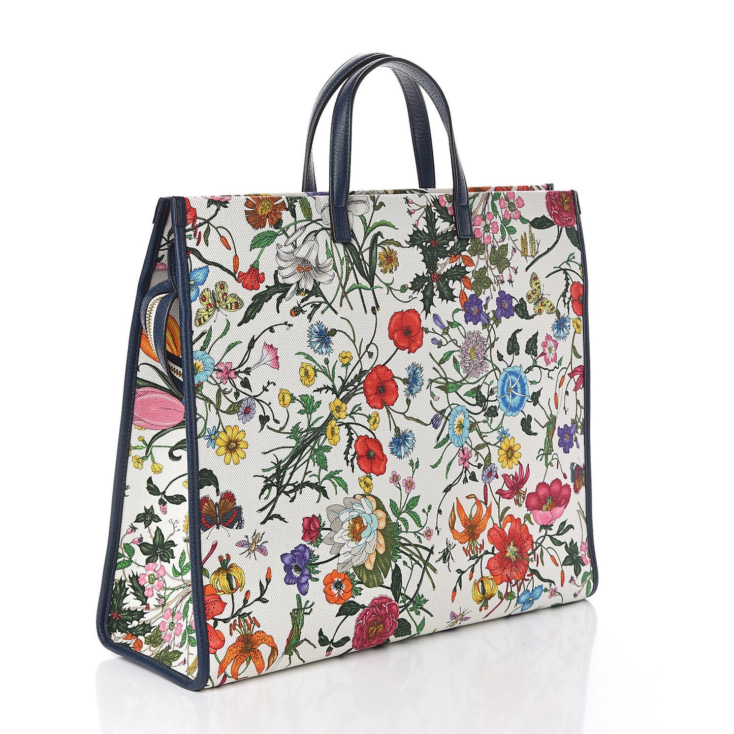 Canvas Large Flora Tote Navy Multicolor