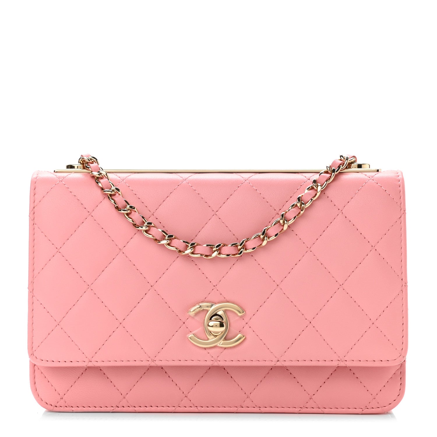 Chanel Lambskin Quilted Trendy CC Wallet On Chain WOC Pink 1 of 10