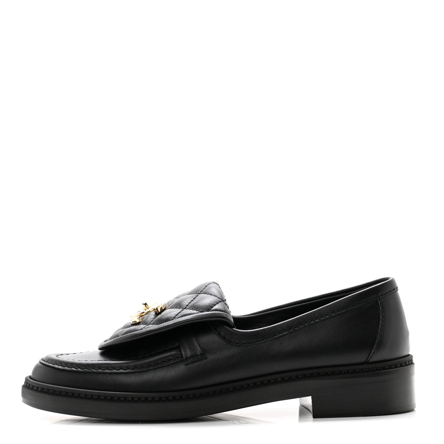 Lambskin Quilted CC Turnlock Loafers 36 Black