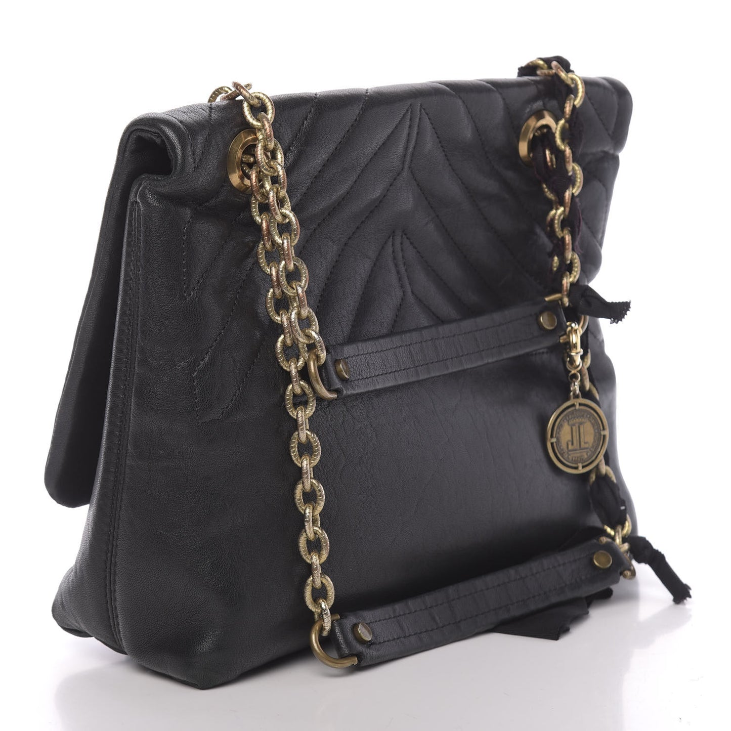 Lambskin Quilted Medium Happy Shoulder Bag Black