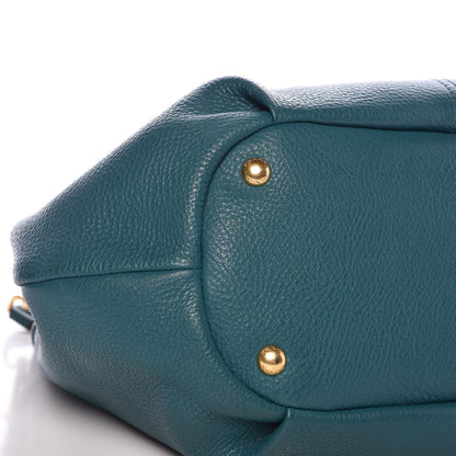 Prada Vitello Daino Shoulder Bag Pavone 10 of 12