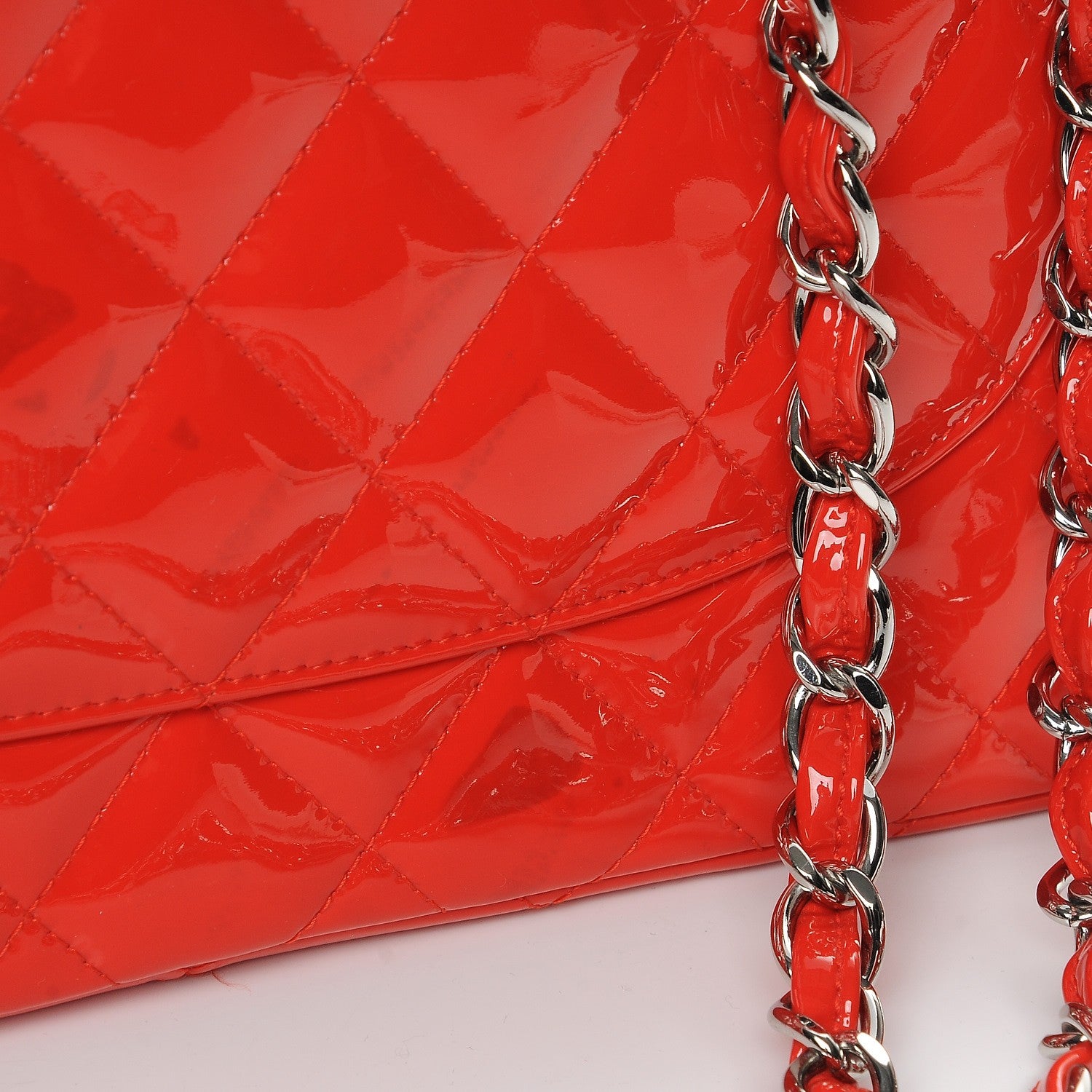 Chanel Patent Quilted Jumbo Double Flap Red 12 of 13