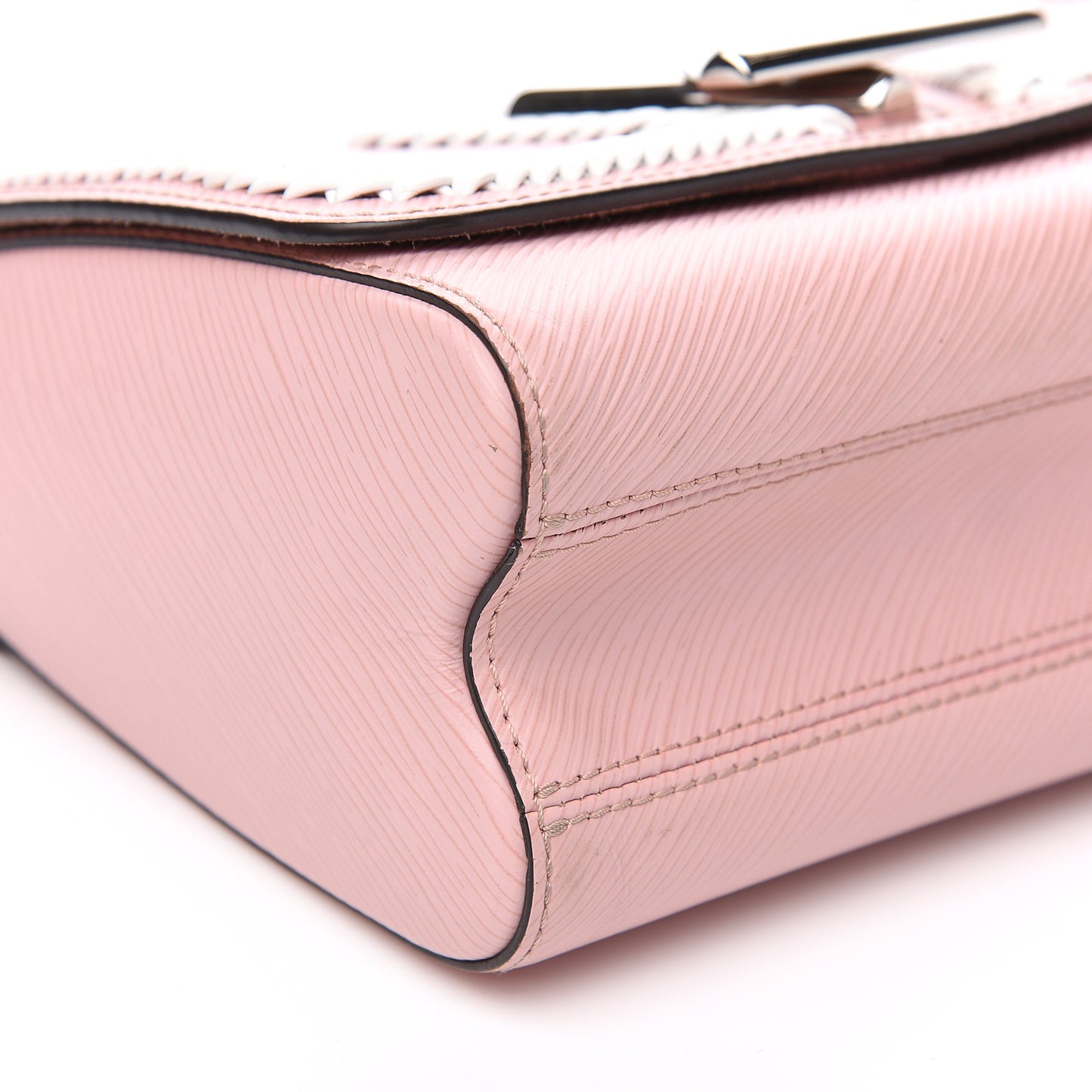 Epi Whipstitch Heart Twist Shoulder Bag MM Rose Ballerine