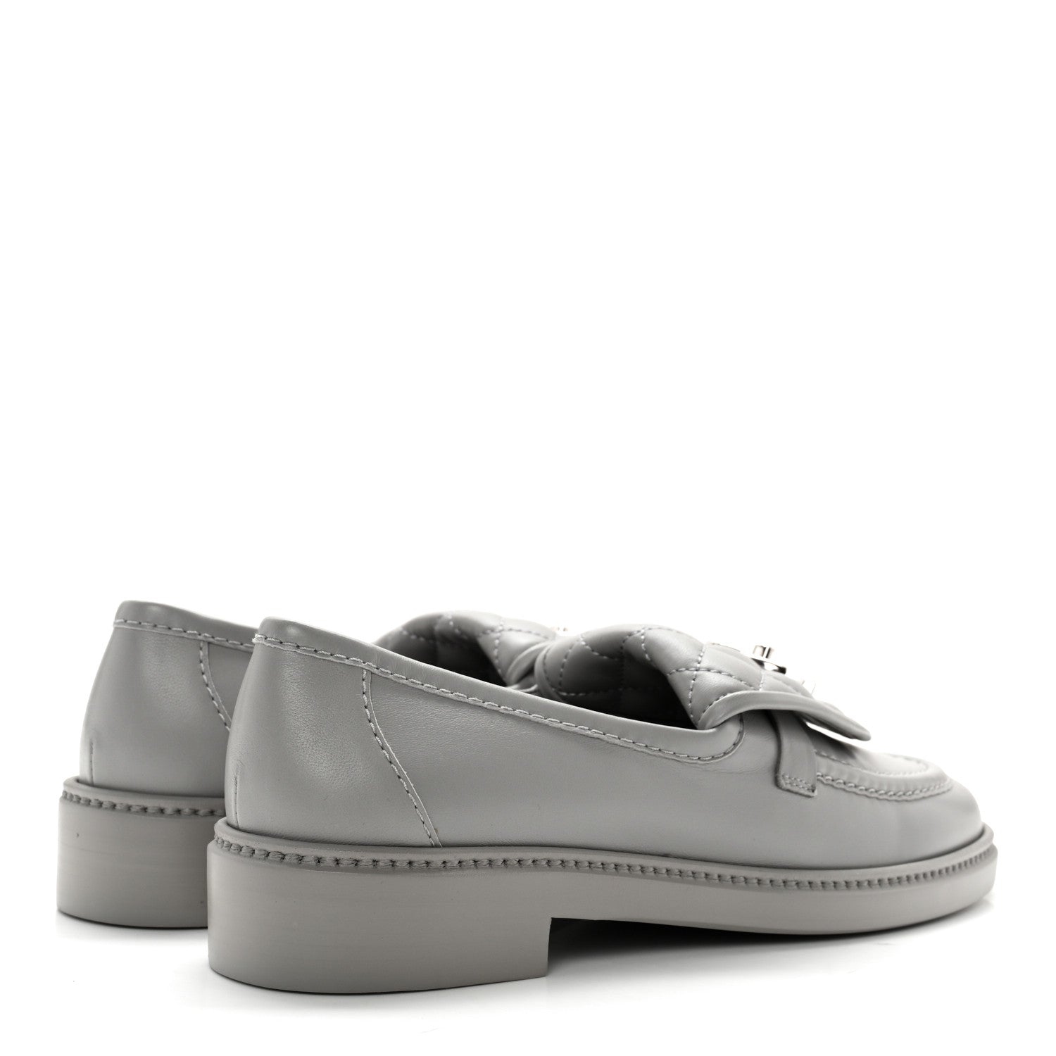 Chanel Lambskin Quilted CC Turnlock Moccasins 38.5 Grey 4 of 11