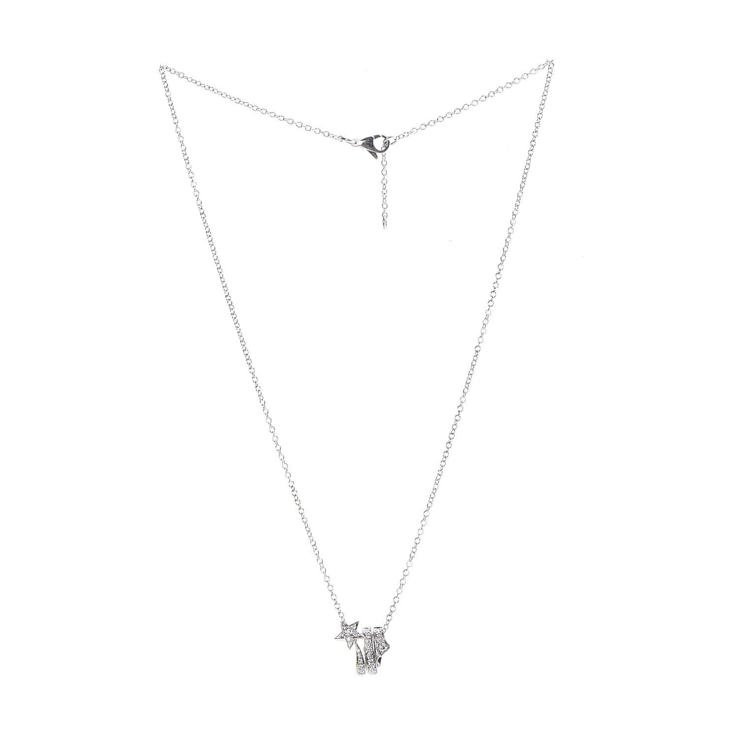 18K White Gold Diamond Etoile Filante Pendant Necklace