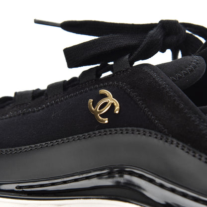 Chanel Velvet Calfskin Mixed Fibers CC Sneakers 37 Black 10 of 13