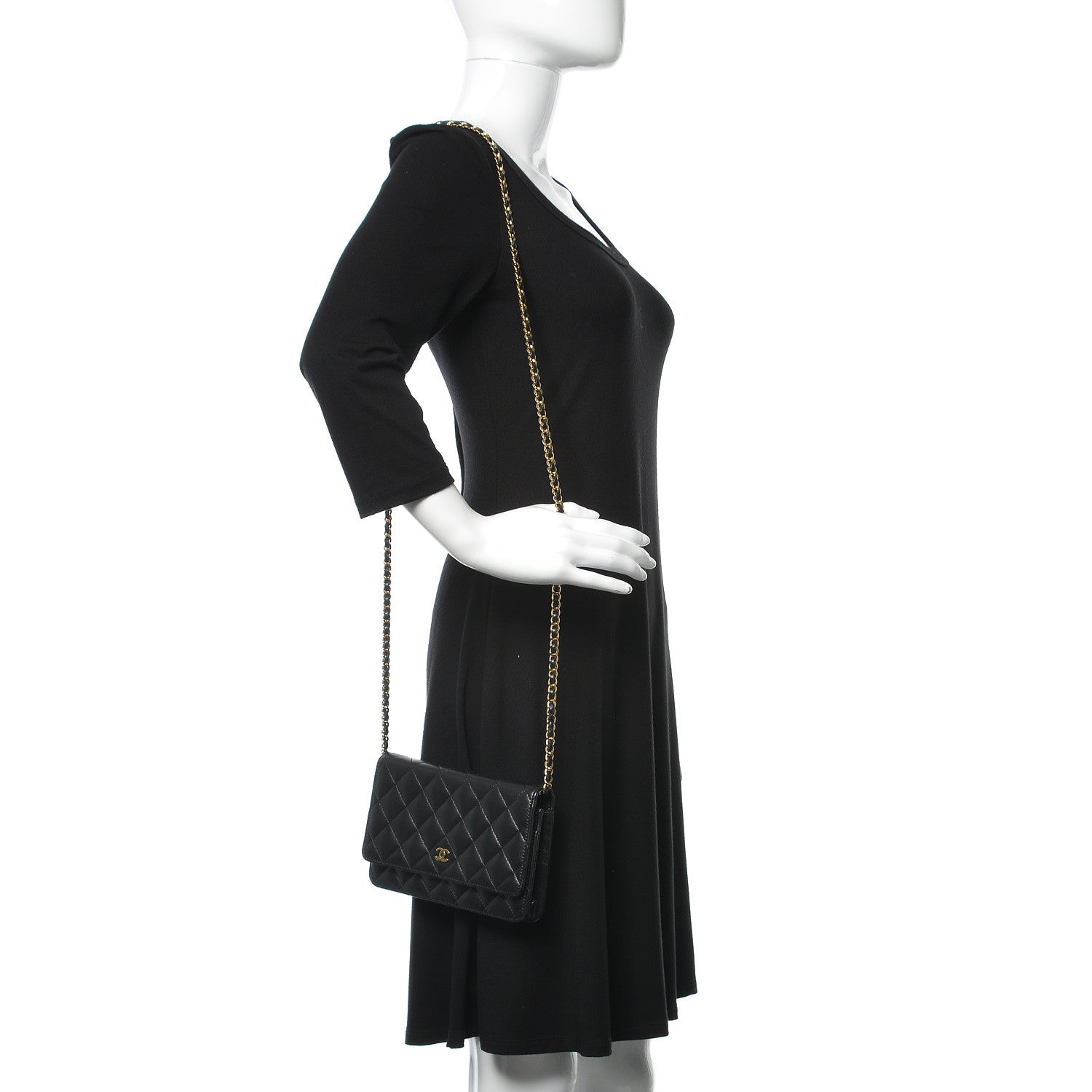 Chanel Lambskin Quilted Wallet On Chain WOC Black 2 of 10