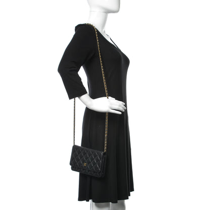 Chanel Lambskin Quilted Wallet On Chain WOC Black 2 of 10