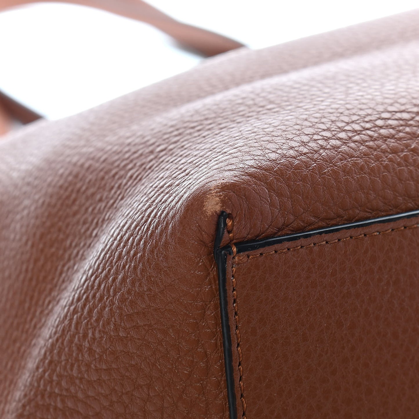 Grained Calfskin Rockstud Shoulder Tote Bright Cognac