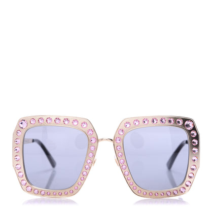 Gucci Metal Acetate Crystal Oversize GG0115S Sunglasses Rose Gold 3 of 8