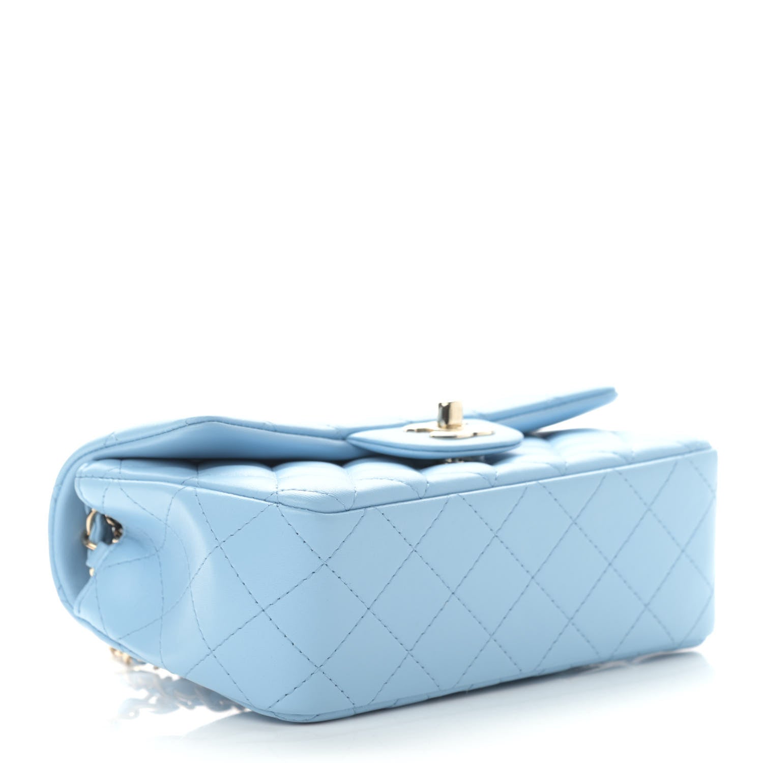 Chanel Lambskin Quilted Mini Rectangular Flap Light Blue 4 of 11