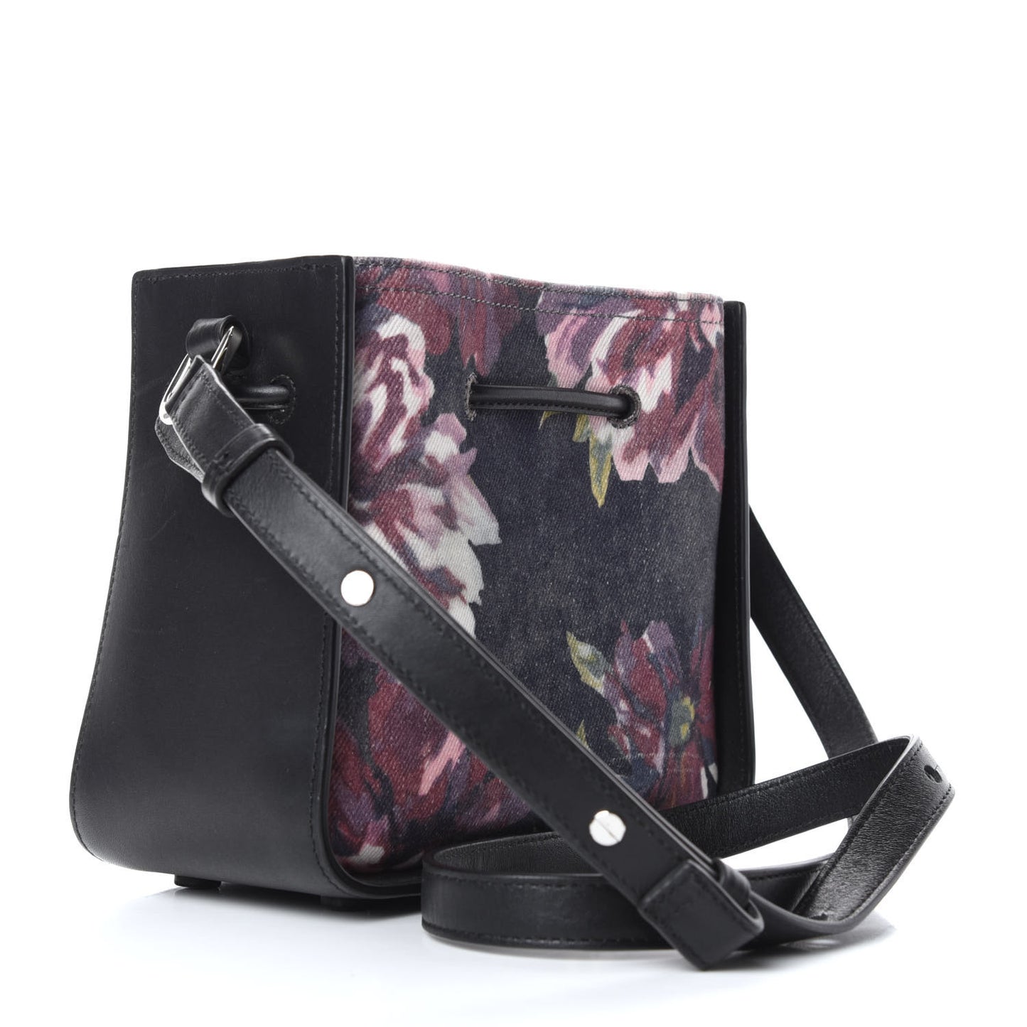 Denim Painted Mini Soleil Bucket Bag Black