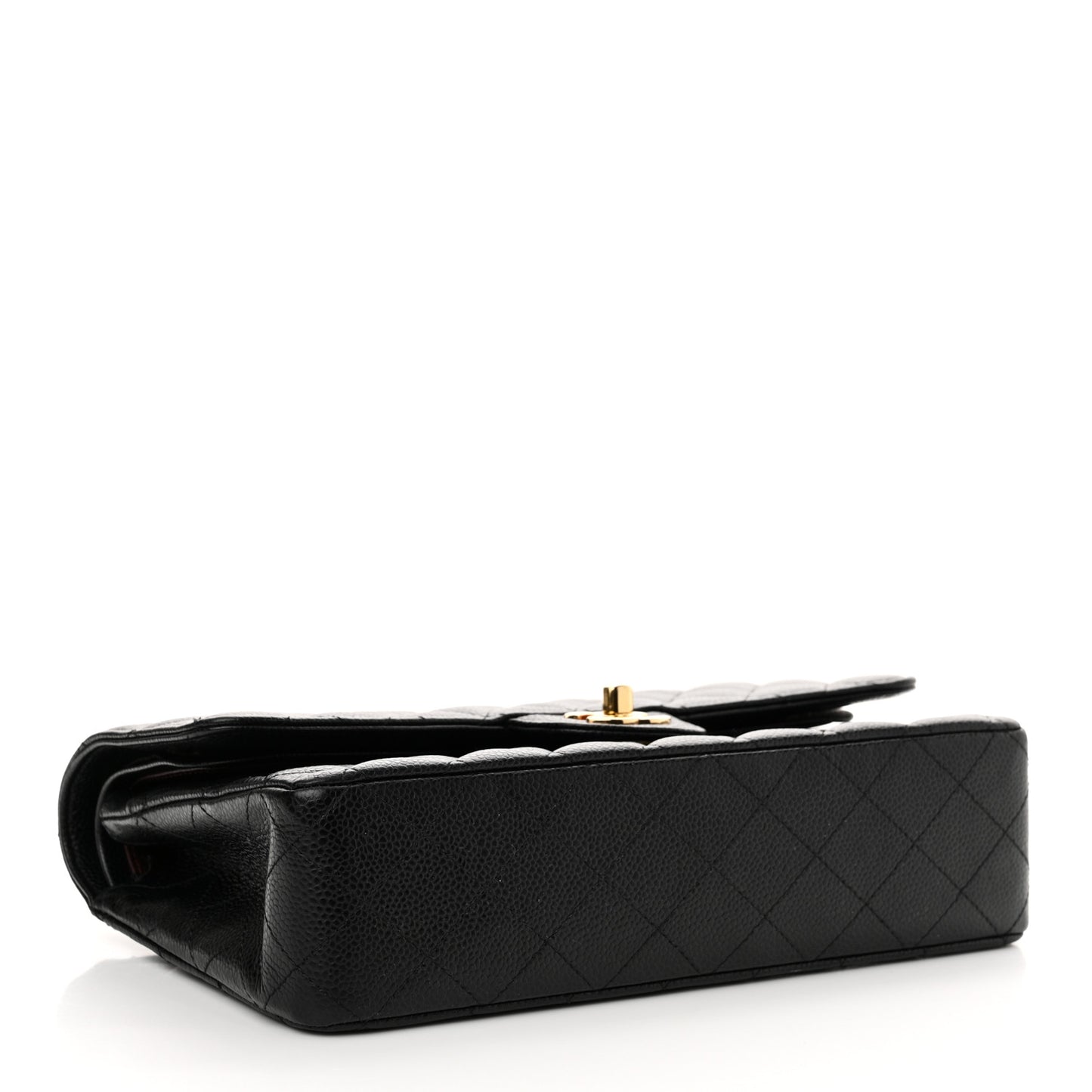 Caviar Quilted Medium Double Flap Black