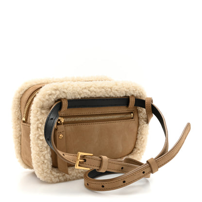 Saint Laurent Suede Shearling Lou Belt Bag Natural Tan 3 of 9