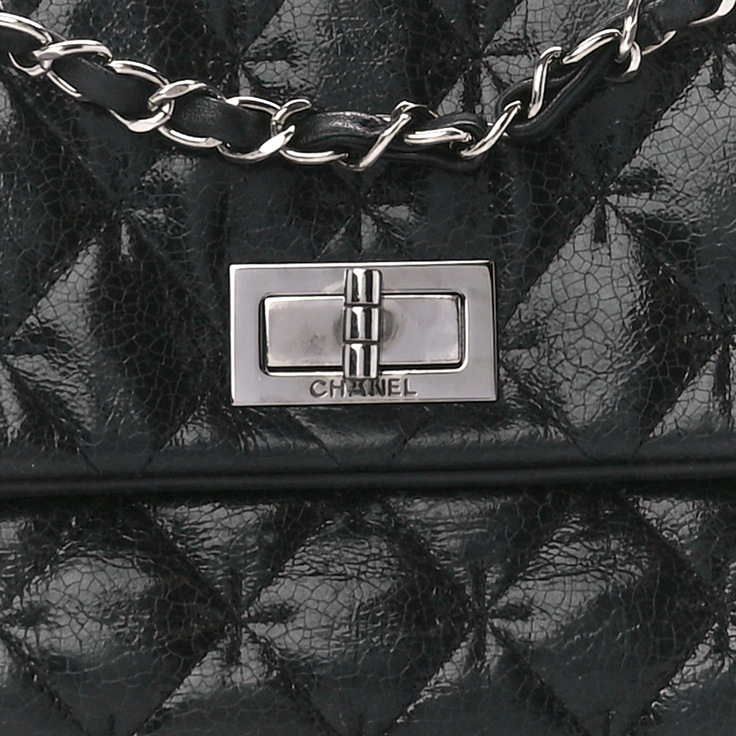 Chanel Glazed Crackled Calfskin Mademoiselle Flap Black 8 of 10