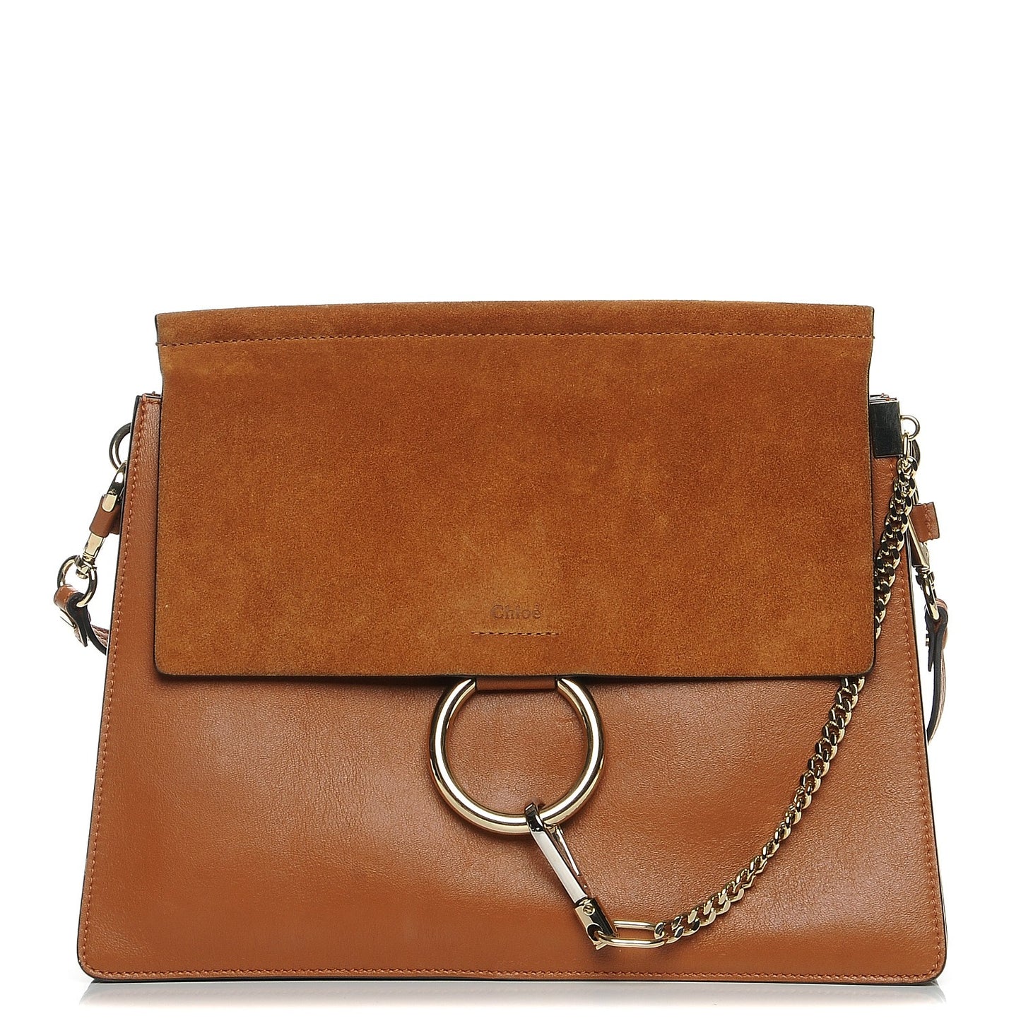 Suede Calfskin Medium Faye Shoulder Bag Caramel