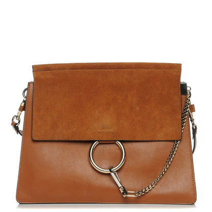 Chloe Suede Calfskin Medium Faye Shoulder Bag Caramel 1 of 8
