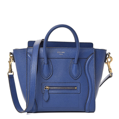 Celine Drummed Calfskin Nano Luggage Indigo 1 of 9